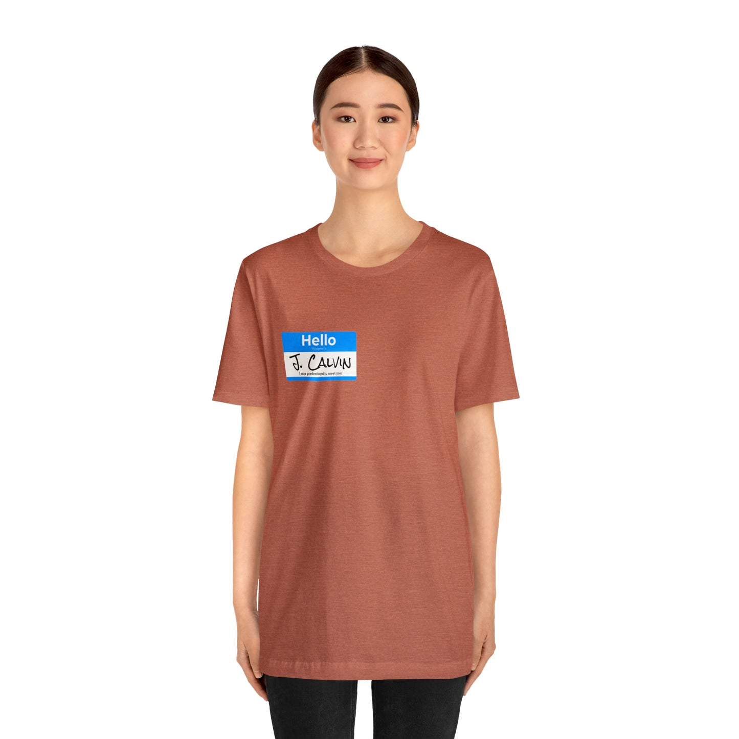 Hello My Name is John Calvin Unisex Jersey Short Sleeve Tee