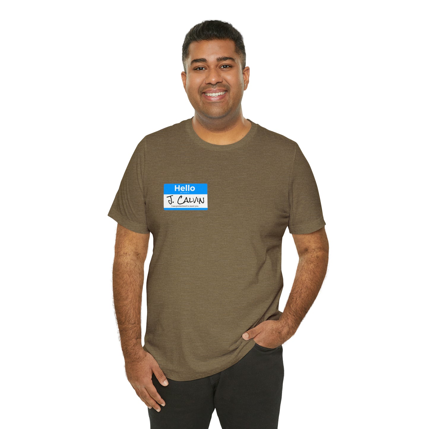 Hello My Name is John Calvin Unisex Jersey Short Sleeve Tee