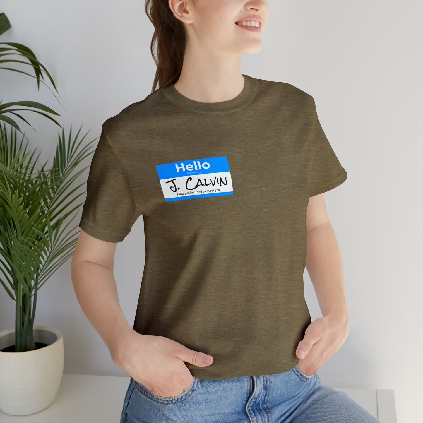 Hello My Name is John Calvin Unisex Jersey Short Sleeve Tee