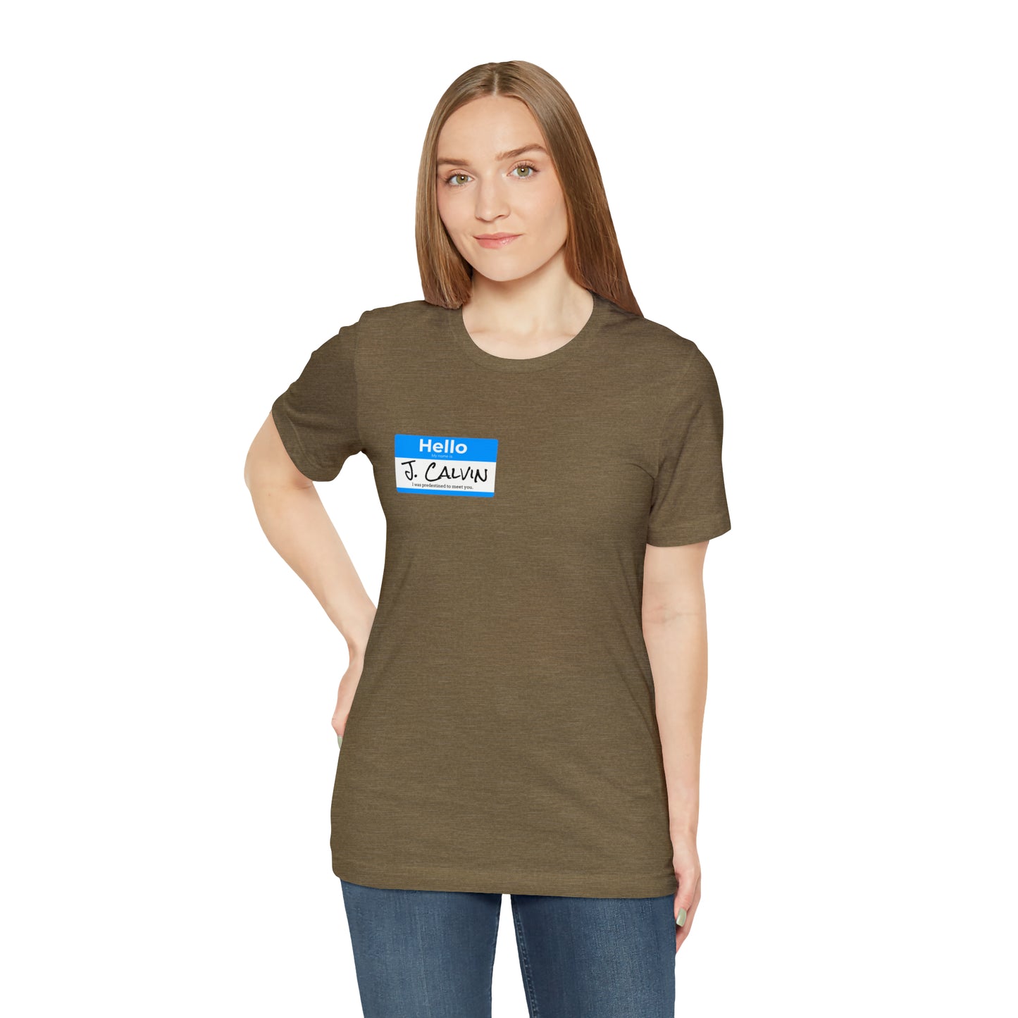 Hello My Name is John Calvin Unisex Jersey Short Sleeve Tee