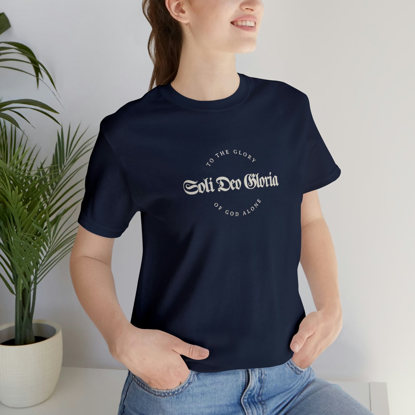 Soli Deo Gloria Gothic Circle Unisex Jersey Short Sleeve Tee