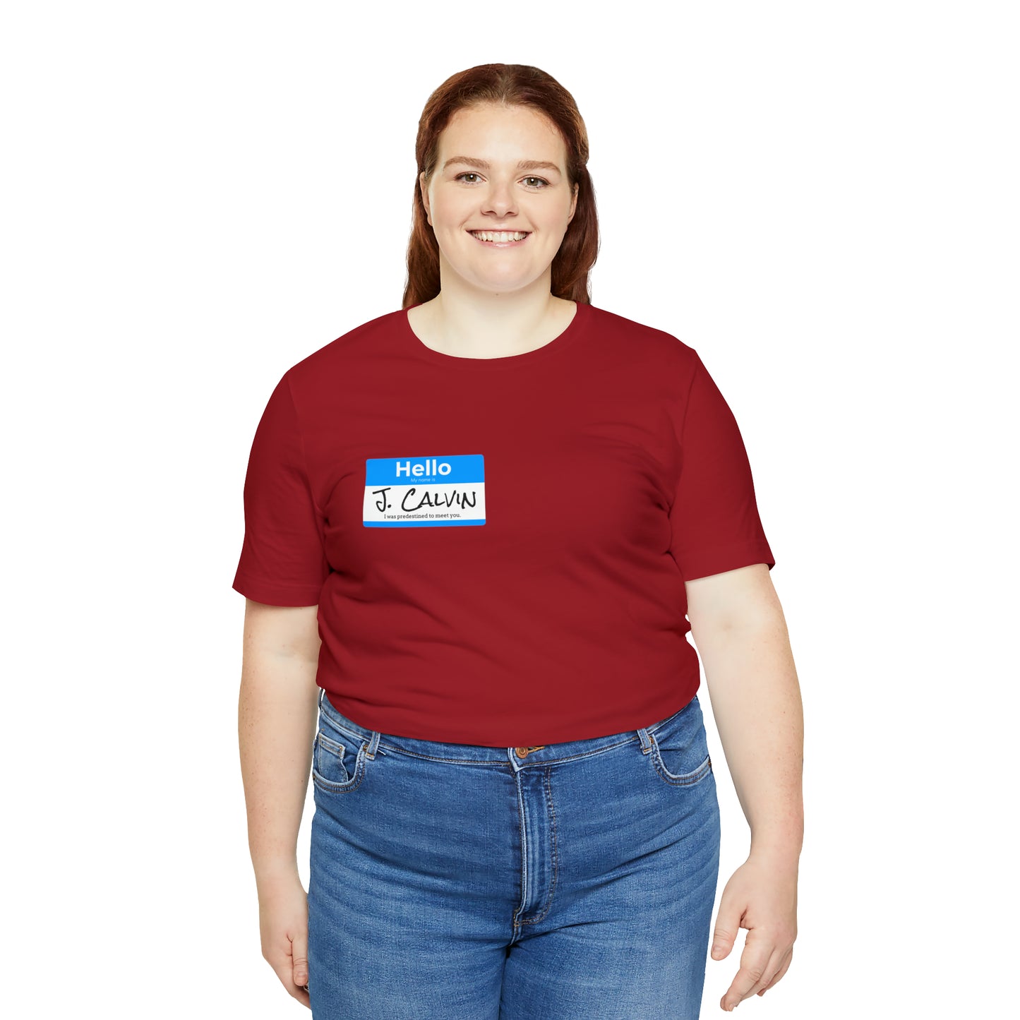 Hello My Name is John Calvin Unisex Jersey Short Sleeve Tee