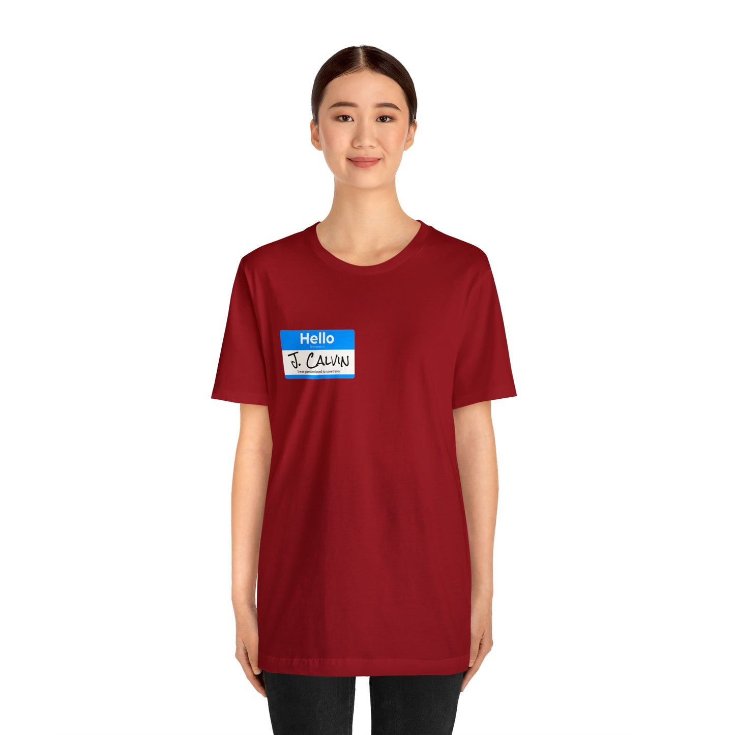 Hello My Name is John Calvin Unisex Jersey Short Sleeve Tee