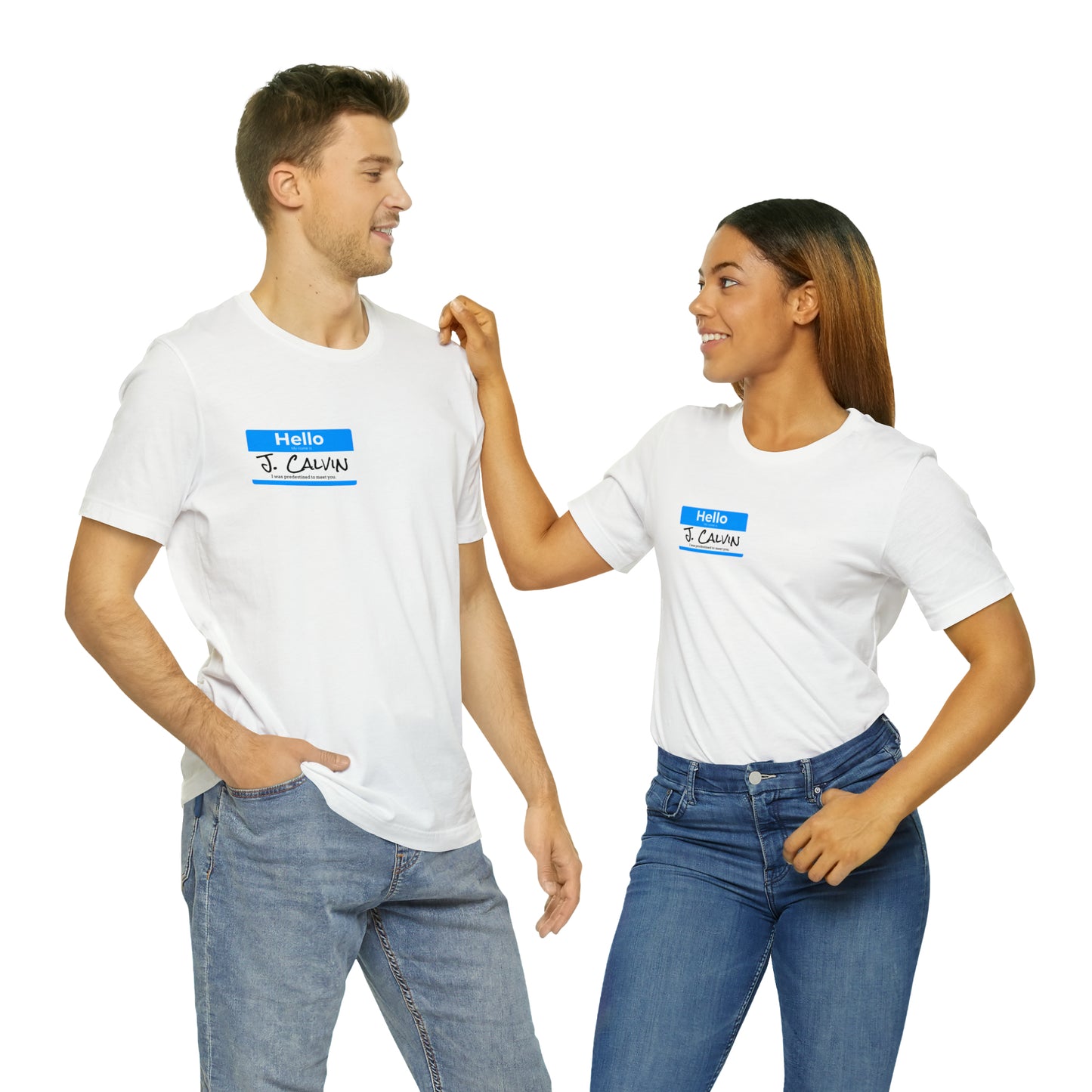 Hello My Name is John Calvin Unisex Jersey Short Sleeve Tee