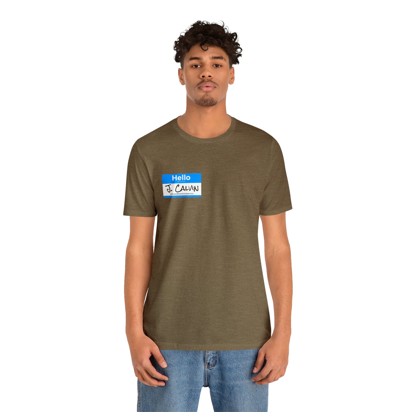 Hello My Name is John Calvin Unisex Jersey Short Sleeve Tee