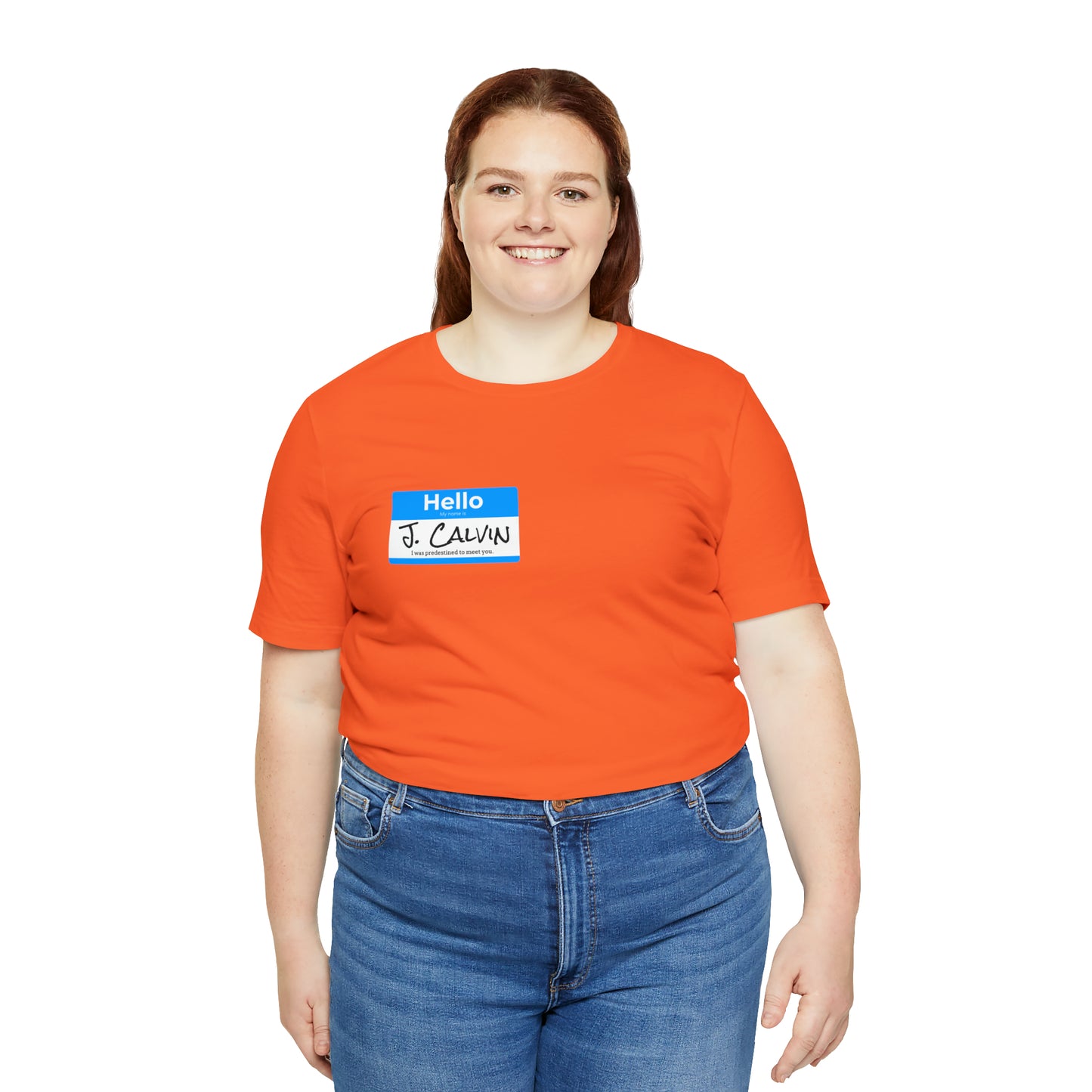 Hello My Name is John Calvin Unisex Jersey Short Sleeve Tee