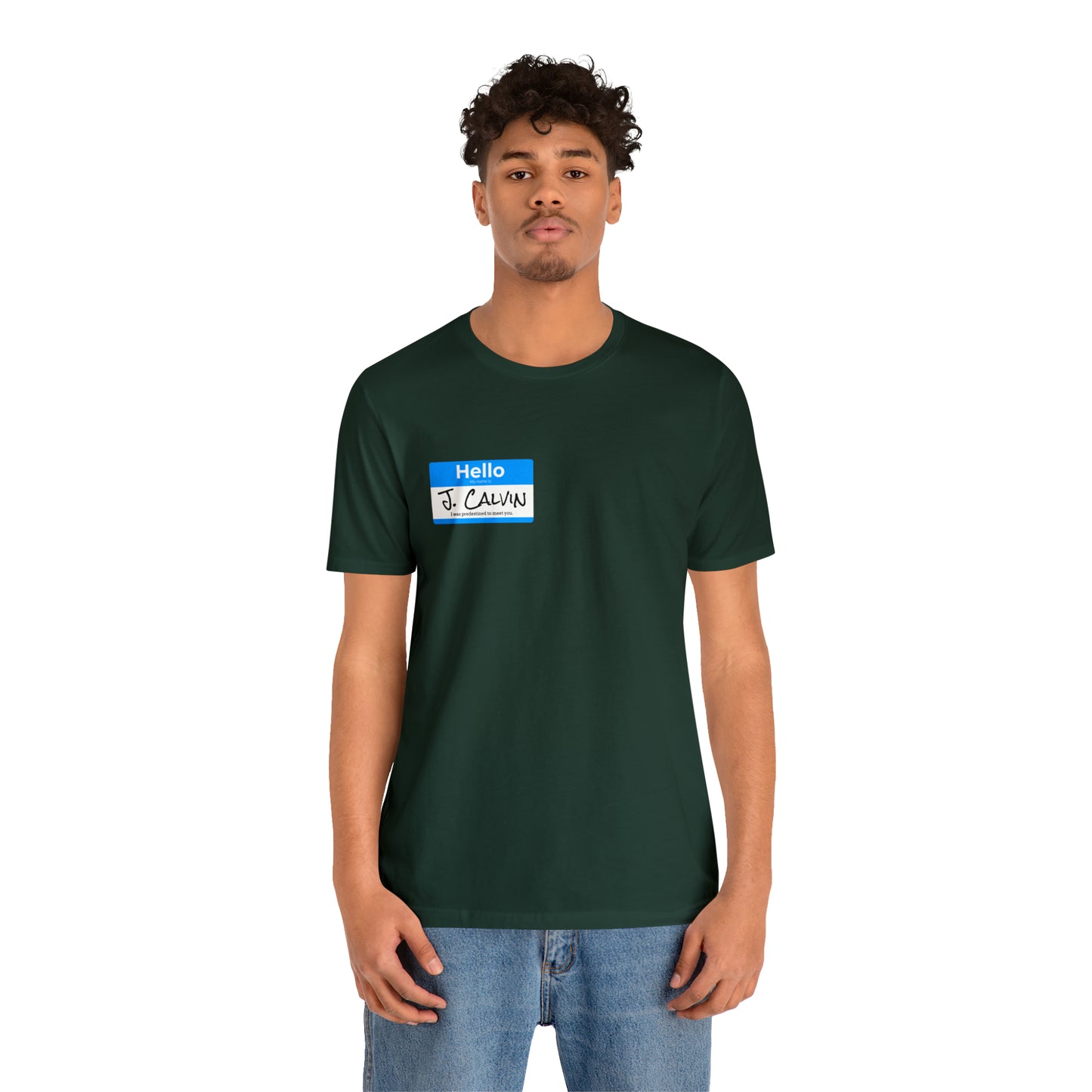 Hello My Name is John Calvin Unisex Jersey Short Sleeve Tee