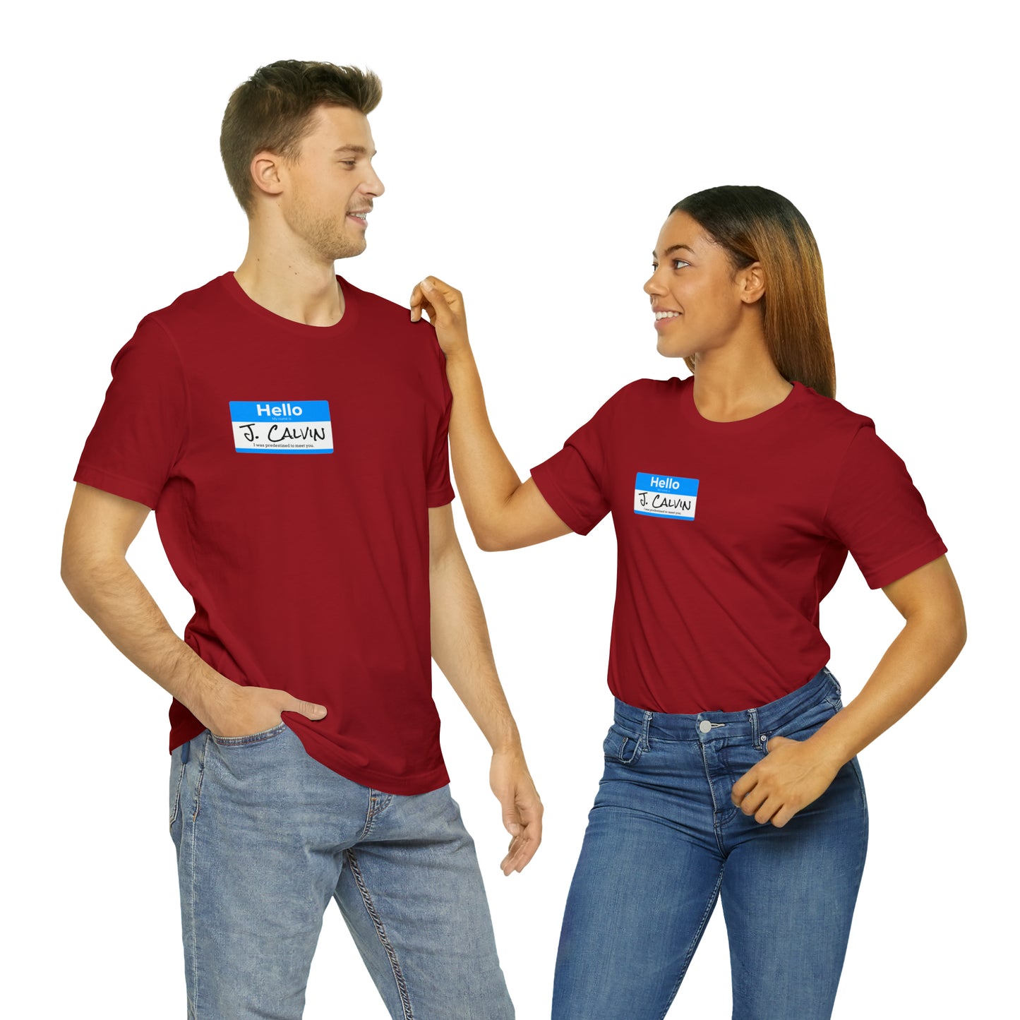 Hello My Name is John Calvin Unisex Jersey Short Sleeve Tee