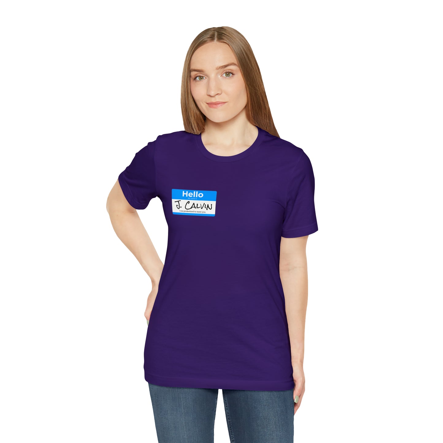 Hello My Name is John Calvin Unisex Jersey Short Sleeve Tee