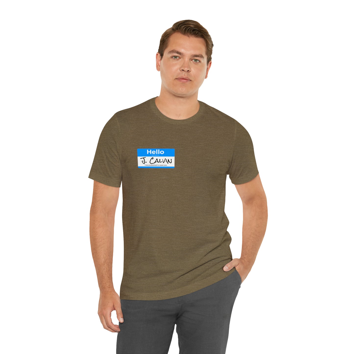 Hello My Name is John Calvin Unisex Jersey Short Sleeve Tee