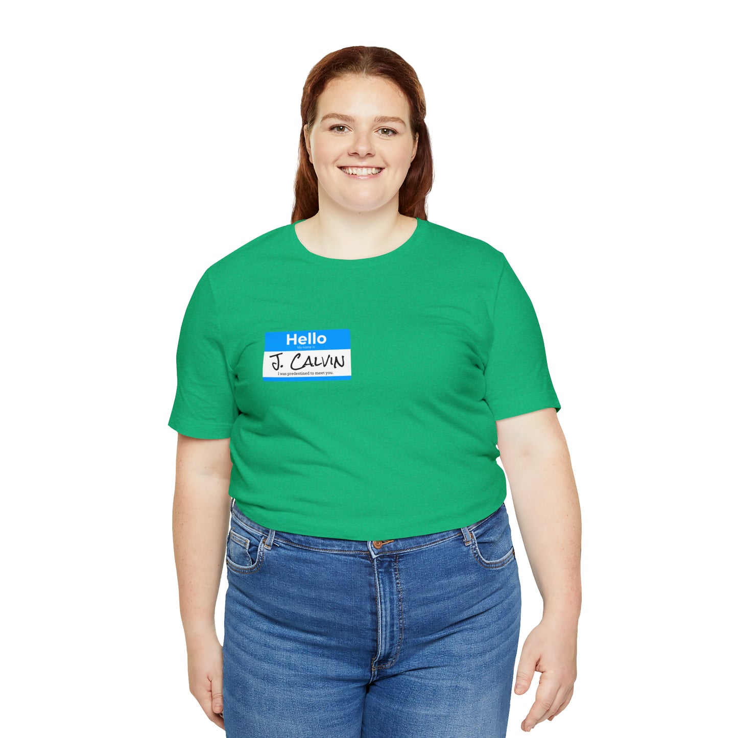 Hello My Name is John Calvin Unisex Jersey Short Sleeve Tee