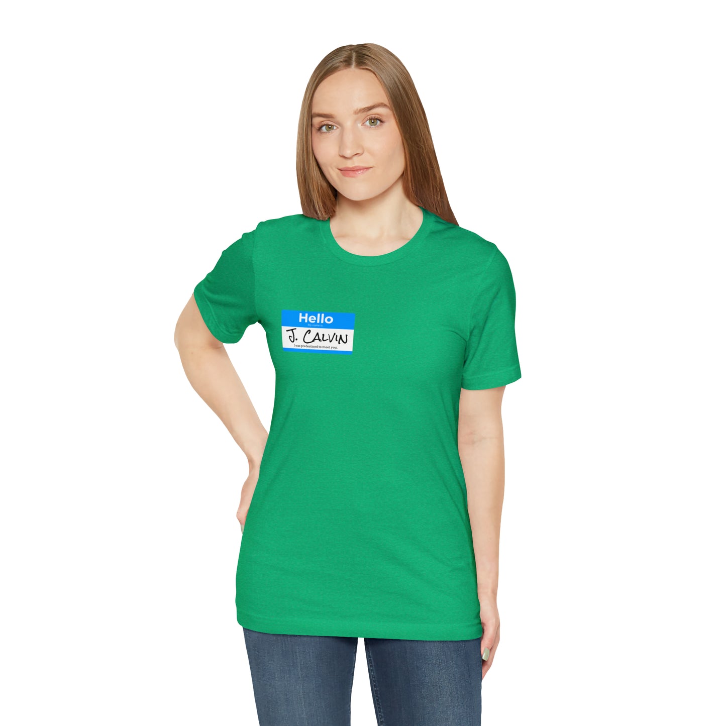 Hello My Name is John Calvin Unisex Jersey Short Sleeve Tee