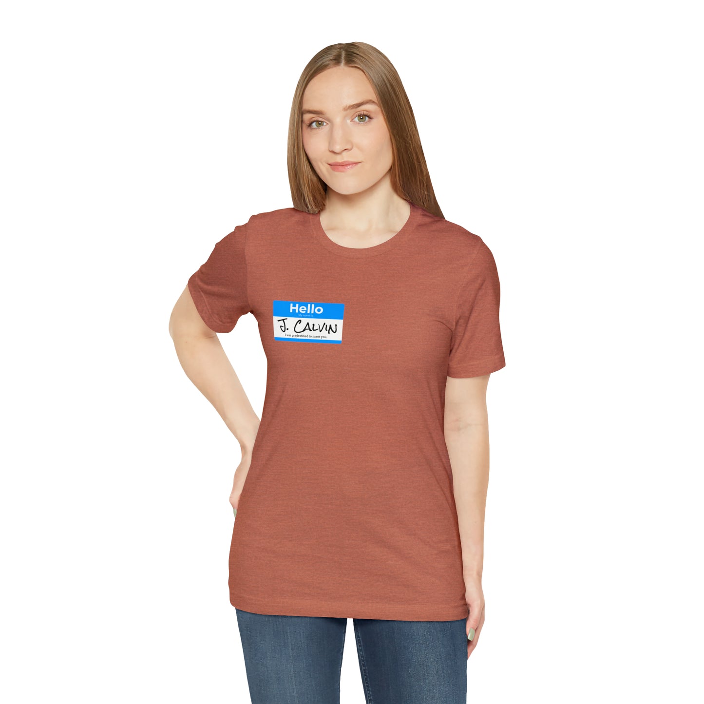 Hello My Name is John Calvin Unisex Jersey Short Sleeve Tee