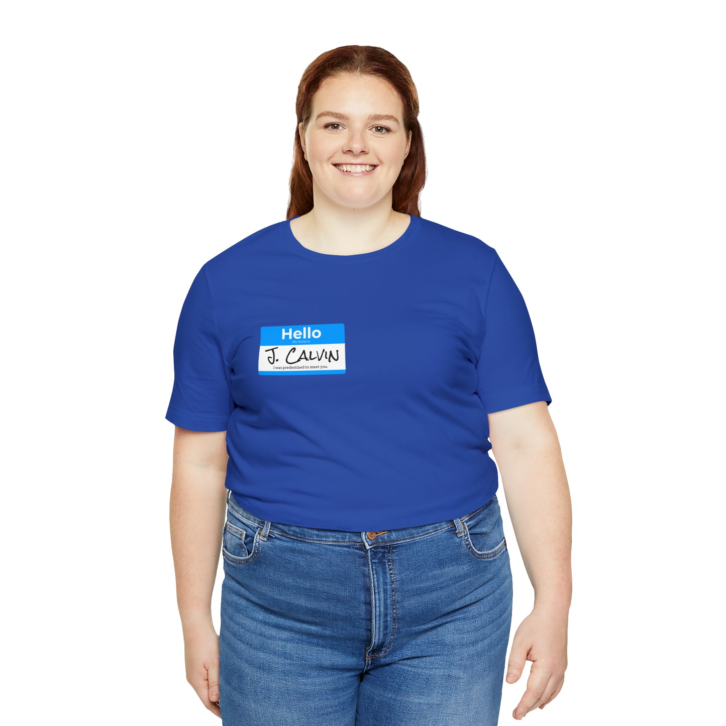 Hello My Name is John Calvin Unisex Jersey Short Sleeve Tee
