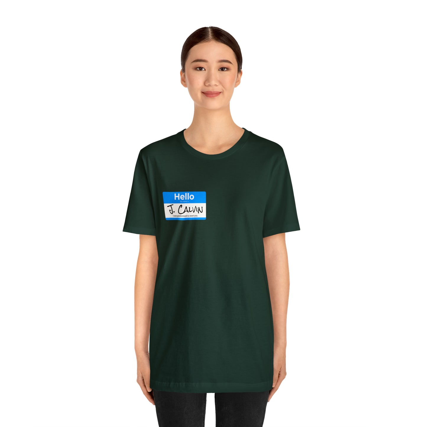 Hello My Name is John Calvin Unisex Jersey Short Sleeve Tee
