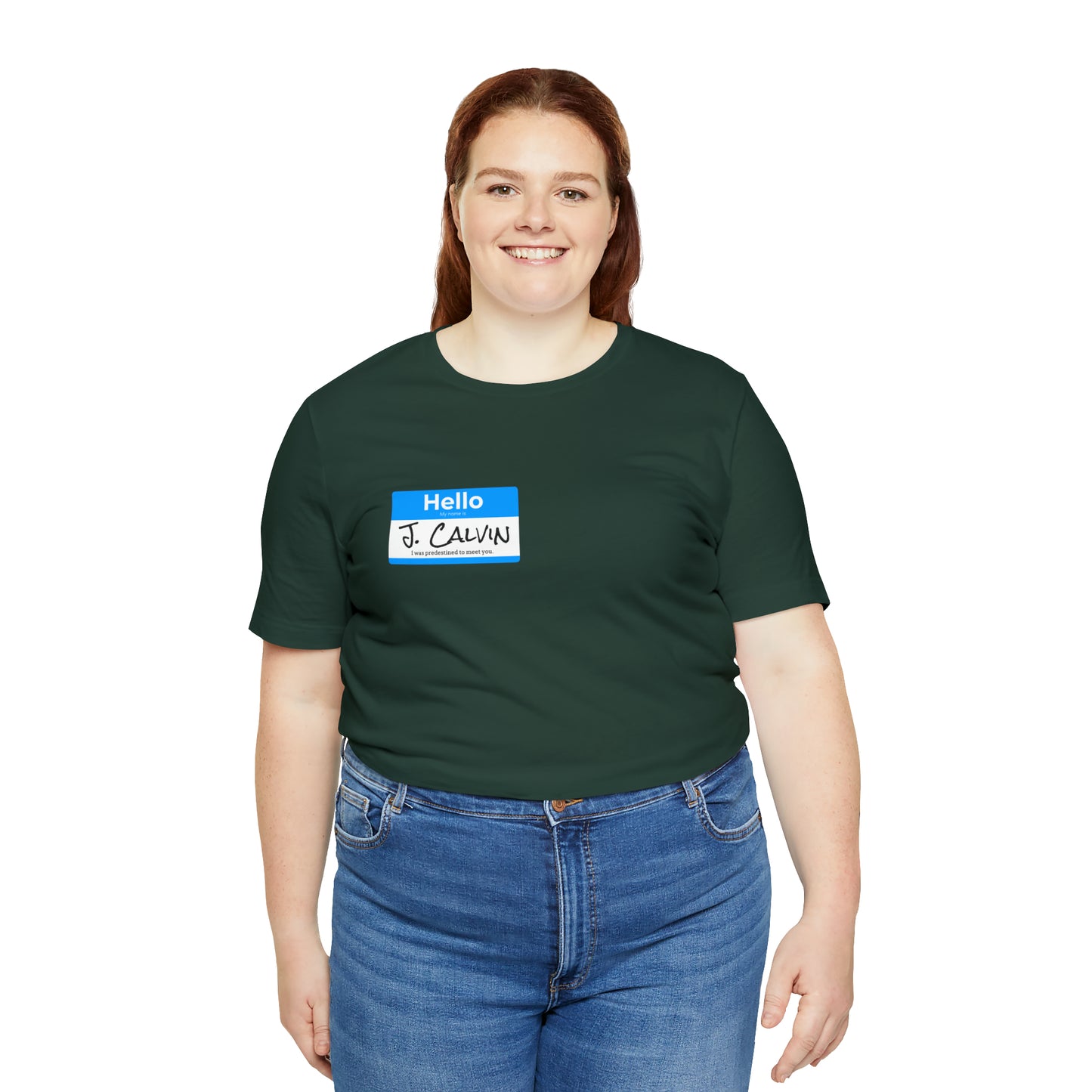 Hello My Name is John Calvin Unisex Jersey Short Sleeve Tee
