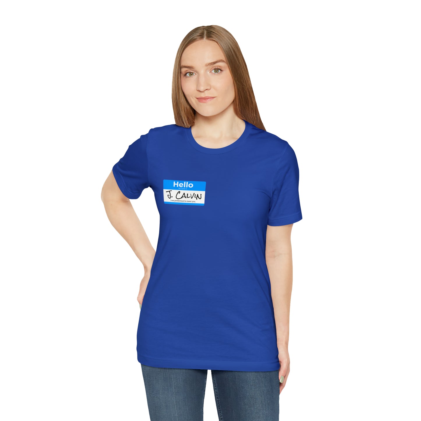 Hello My Name is John Calvin Unisex Jersey Short Sleeve Tee
