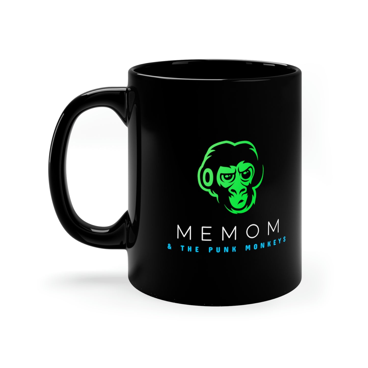Memom & The Punk Monkeys Black Coffee Mug, 11oz