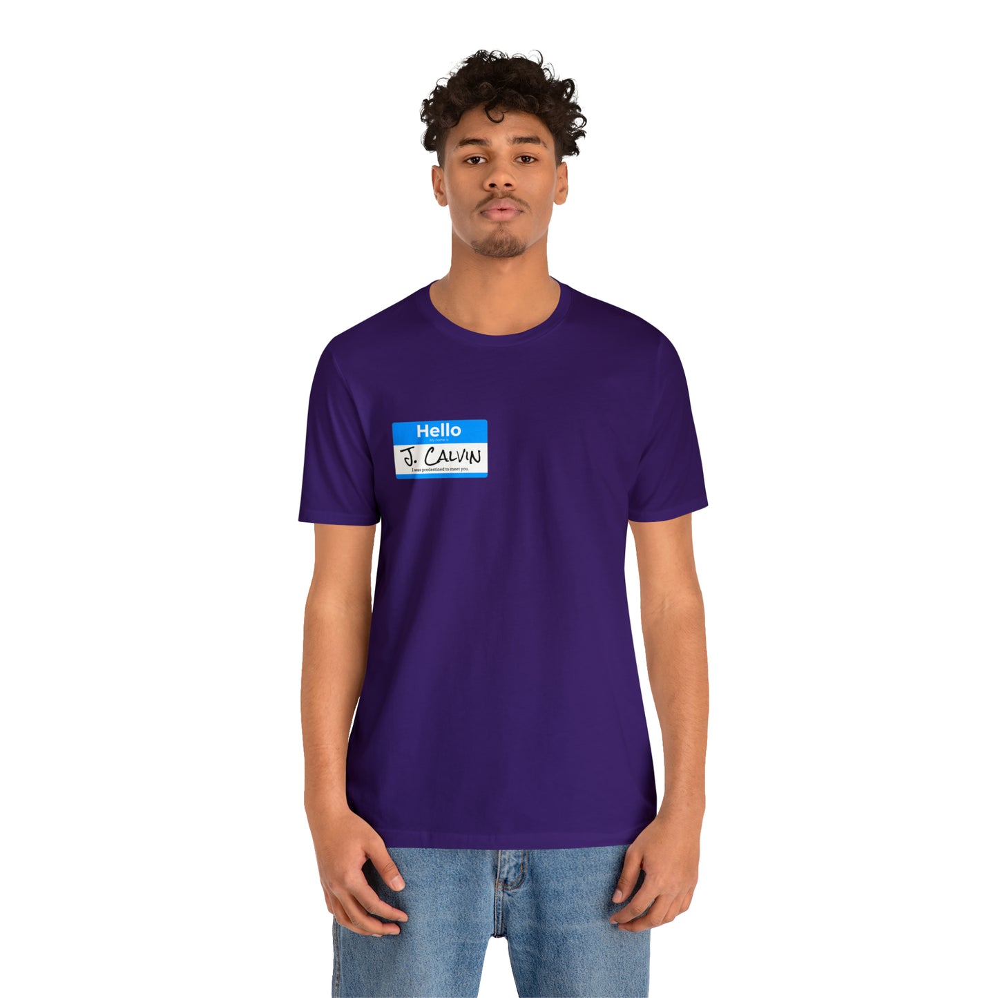 Hello My Name is John Calvin Unisex Jersey Short Sleeve Tee