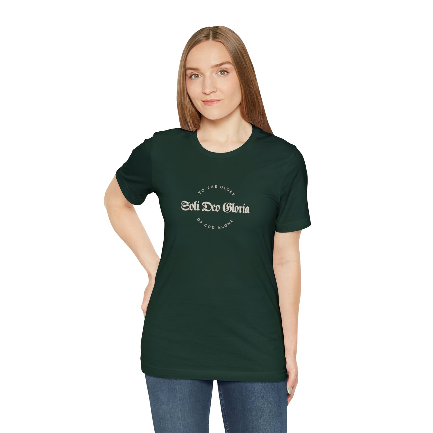 Soli Deo Gloria Gothic Circle Unisex Jersey Short Sleeve Tee