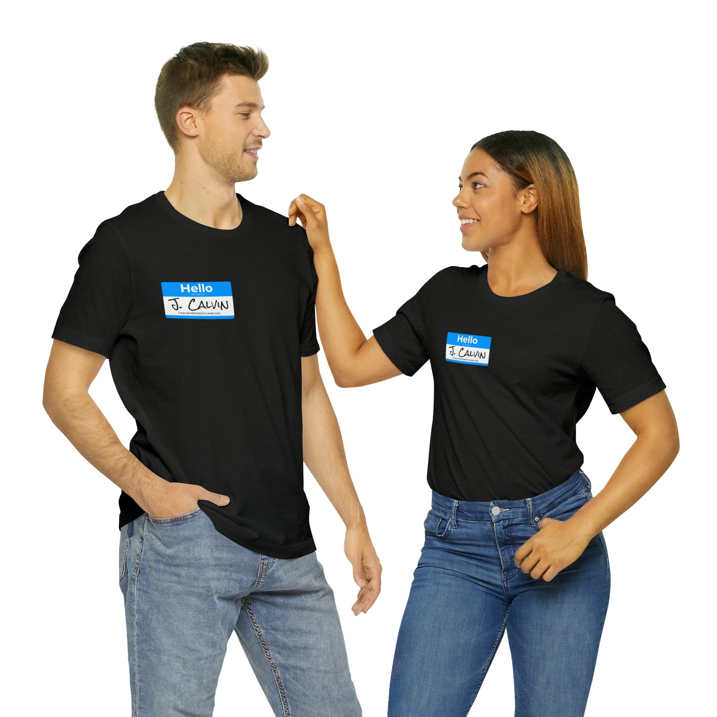 Hello My Name is John Calvin Unisex Jersey Short Sleeve Tee