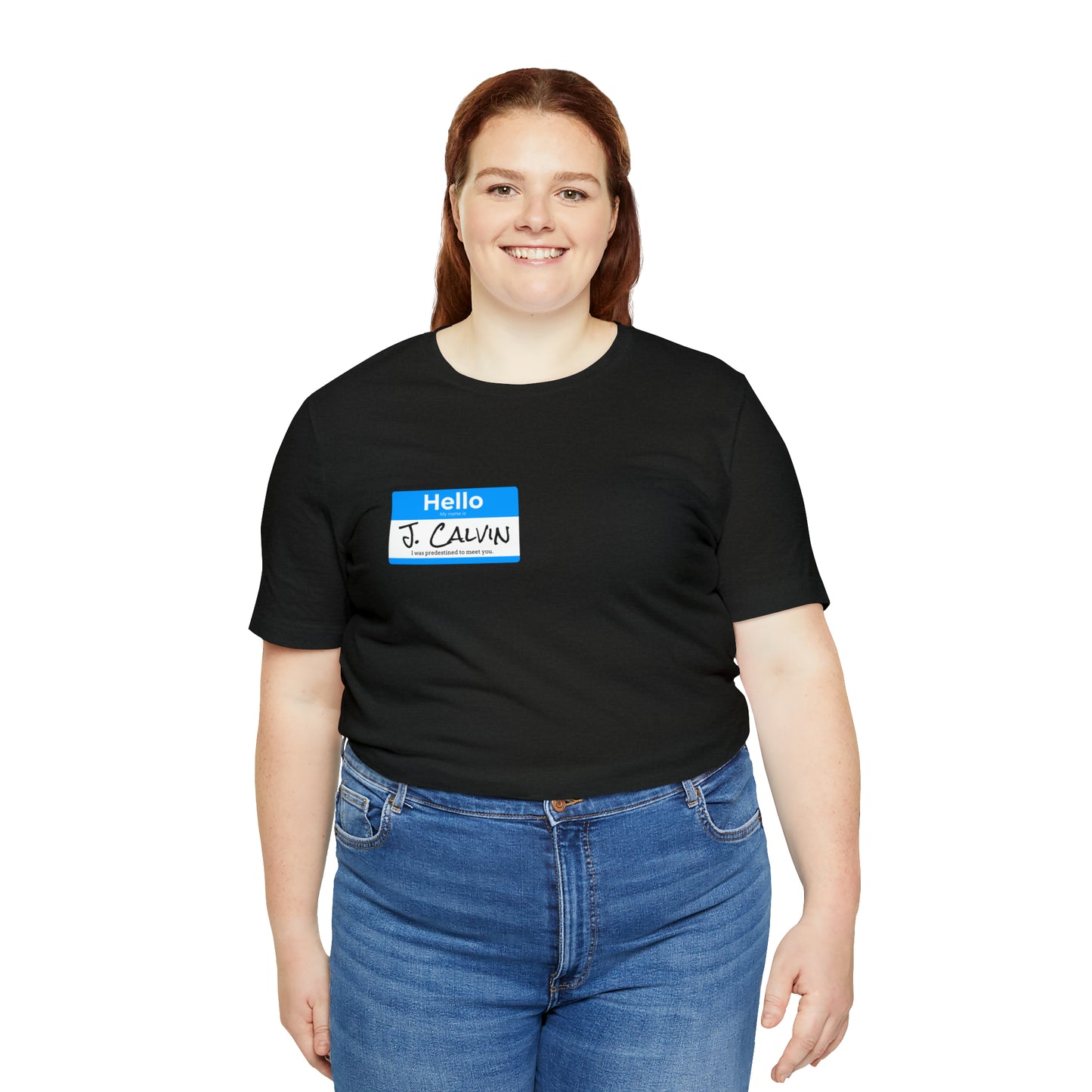 Hello My Name is John Calvin Unisex Jersey Short Sleeve Tee