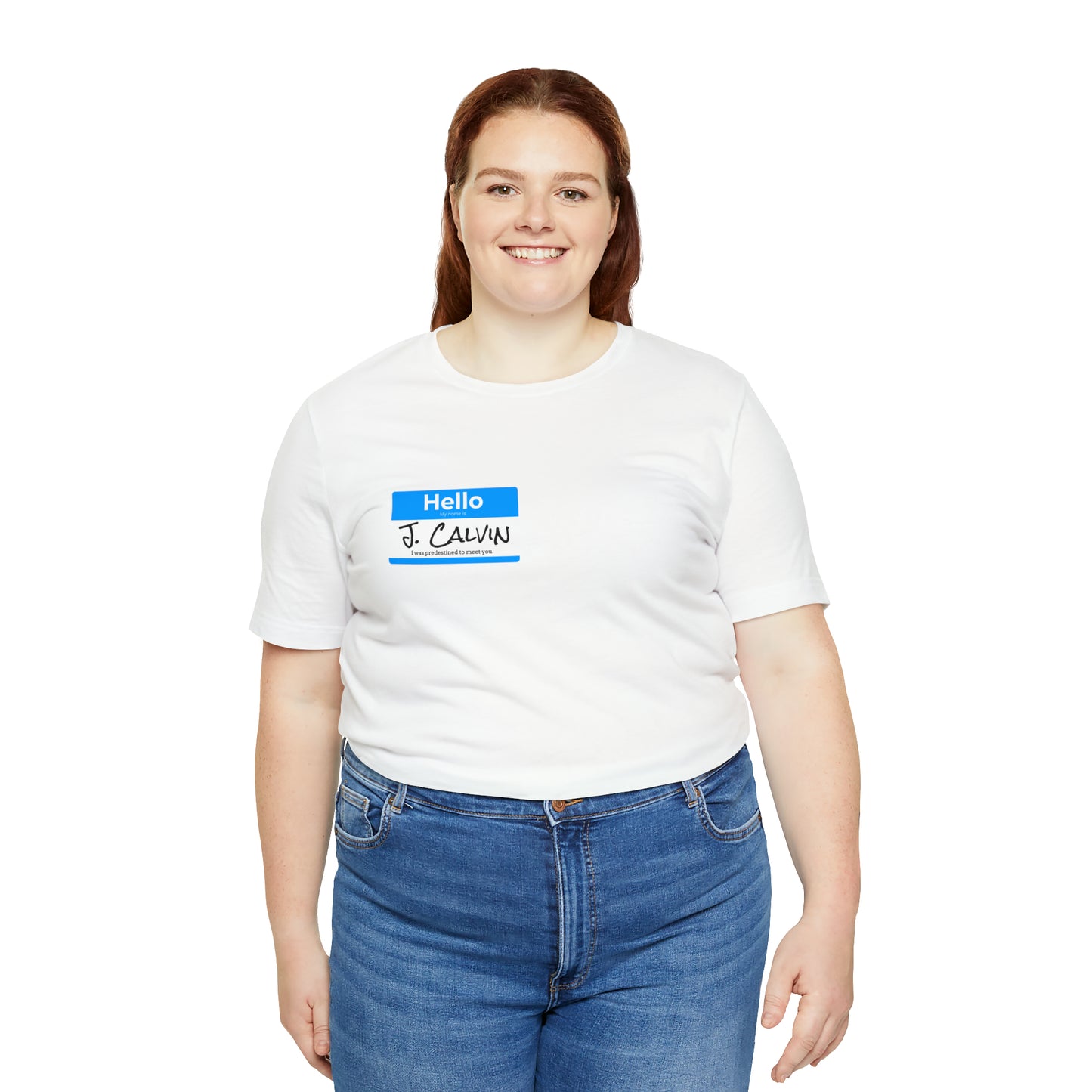 Hello My Name is John Calvin Unisex Jersey Short Sleeve Tee