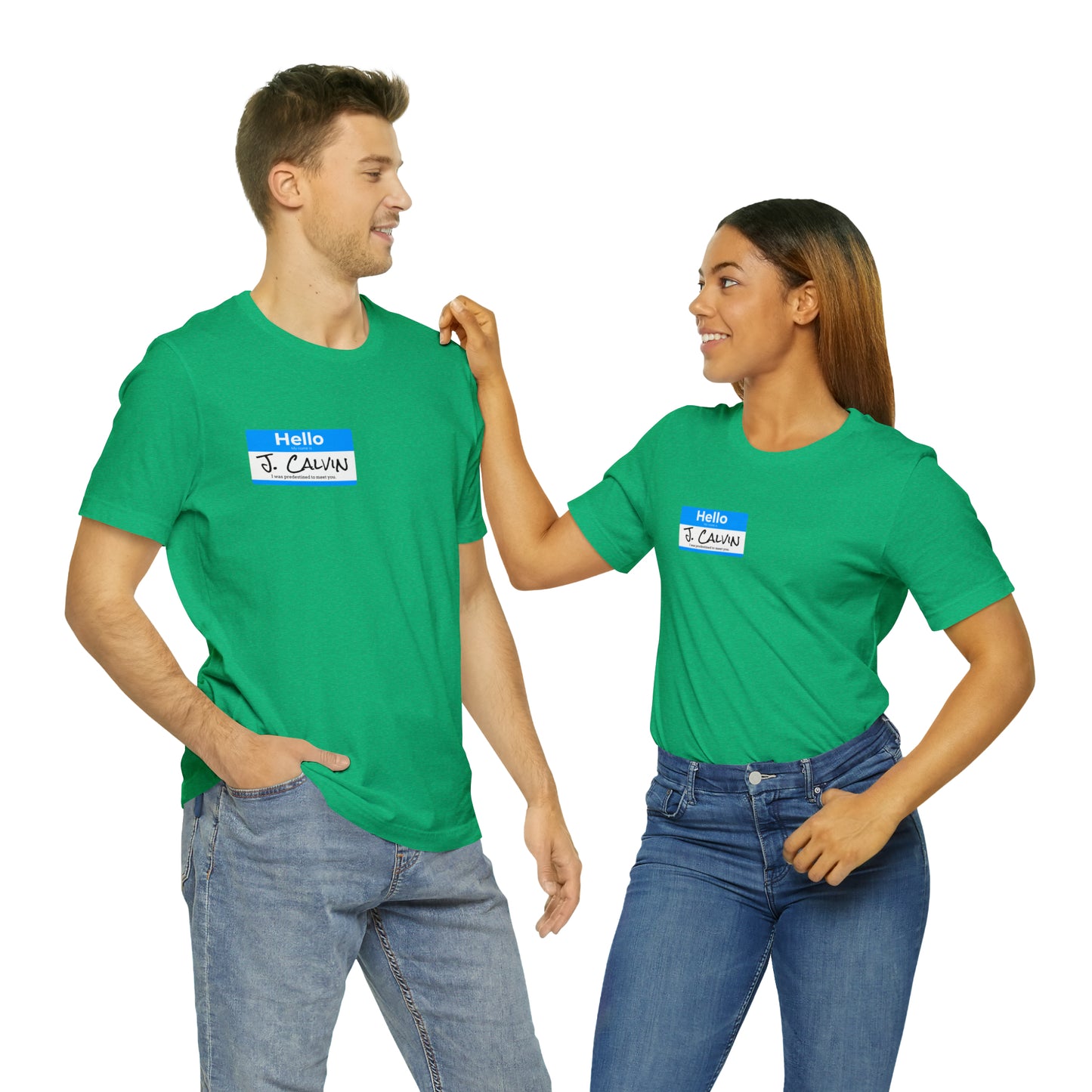 Hello My Name is John Calvin Unisex Jersey Short Sleeve Tee
