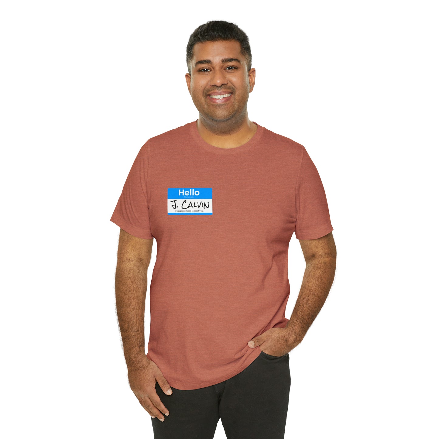 Hello My Name is John Calvin Unisex Jersey Short Sleeve Tee