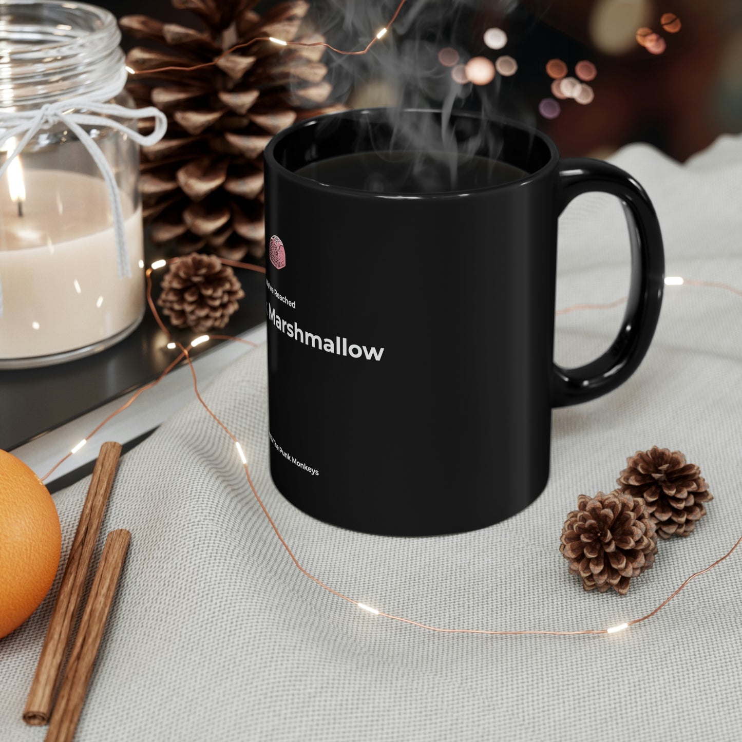 We've Reached the Pink Marshmallow 11oz Black Mug